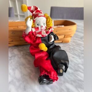 Vintage Porcelain Bendable Clown Figurine 9”